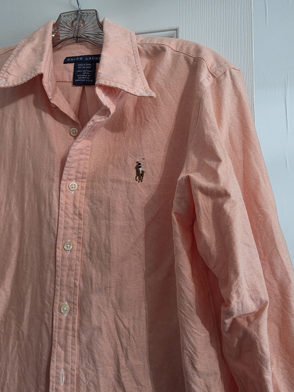 Ralph Lauren Peach Button-Down Shirt with Polo Logo